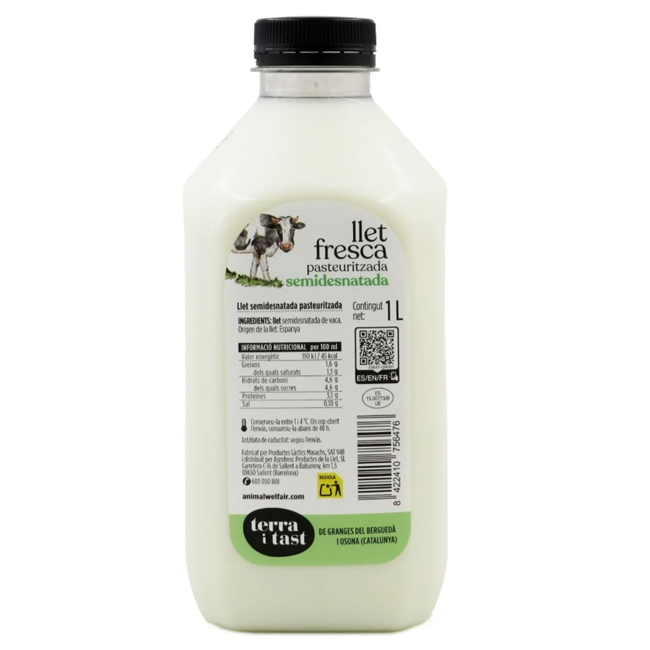 TERRA I TAST Leche fresca pasteurizada semidesnatada Km0