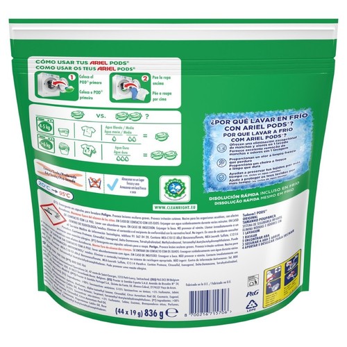ARIEL Detergent en càpsules Original de 44 dosis