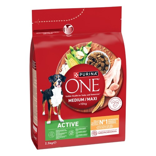 PURINA ONE Menjar de pollastre i arròs Active per a gos medium/maxi