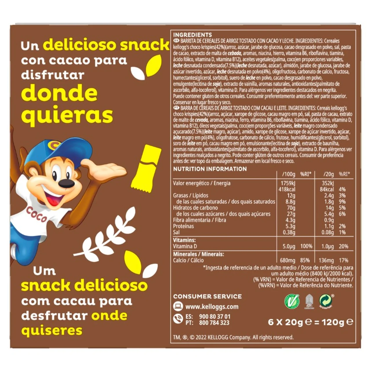 Barritas con chocolate Choco Krispies