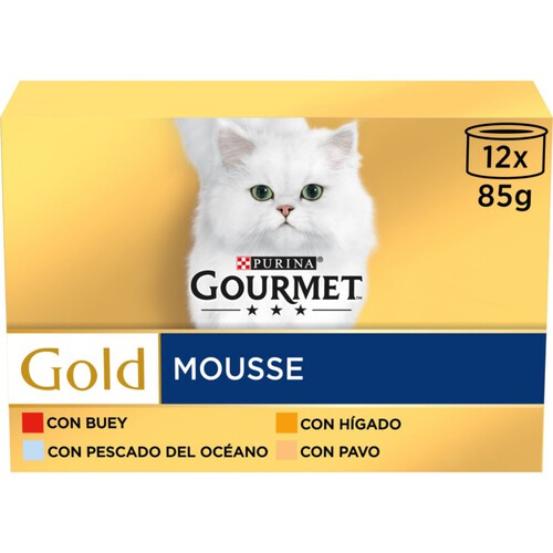 GOURMET GOLD Menjar en mousse assortit de carn i peix per a gat adult