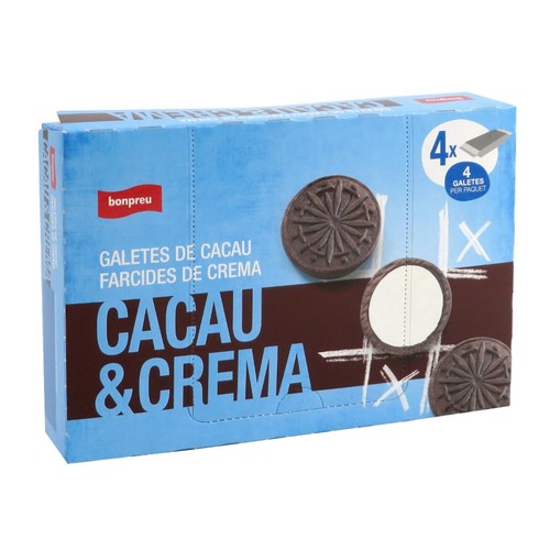 BONPREU Galetes de cacau farcides de crema