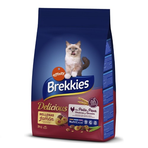 BREKKIES Menjar de verdures i aus per a gat adult