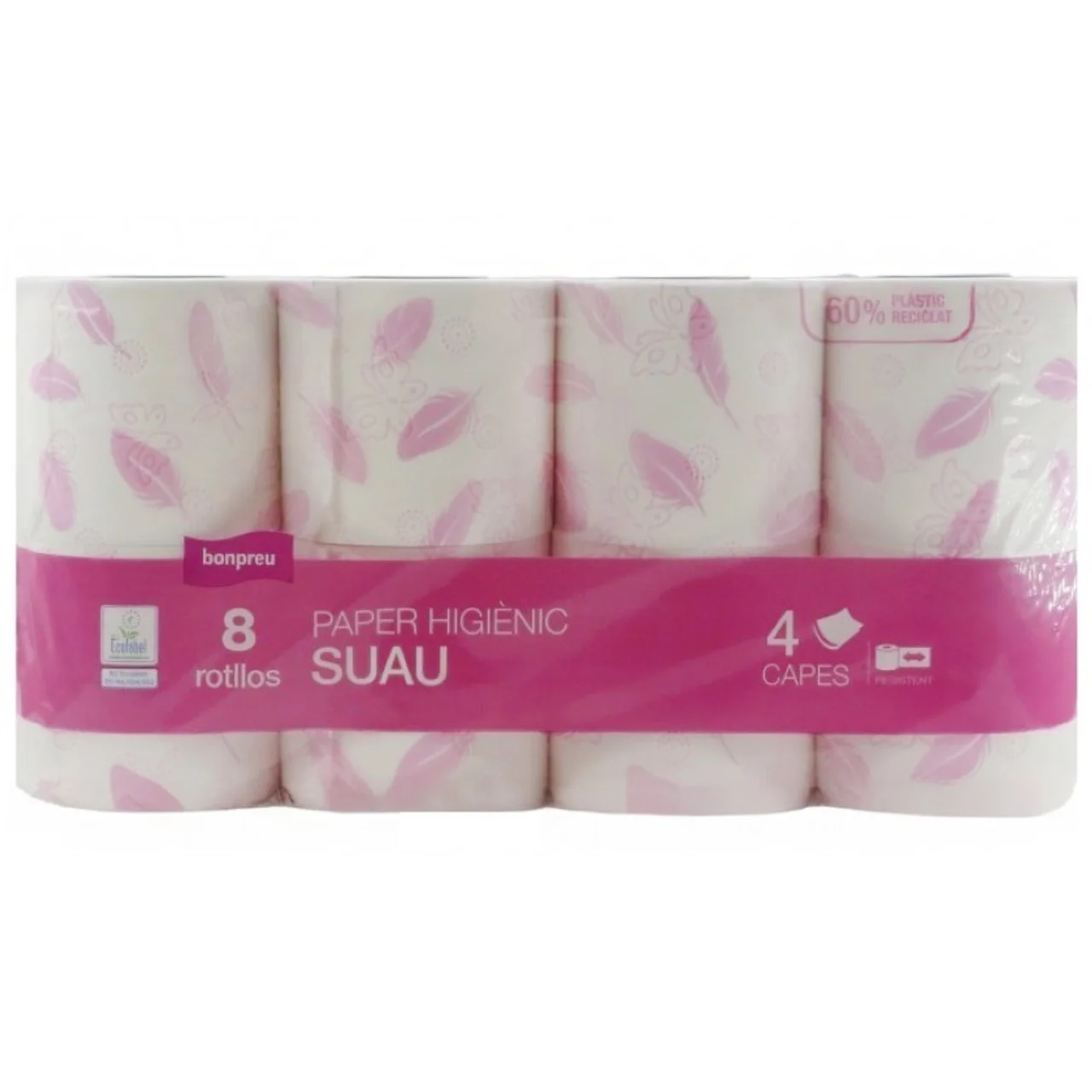 BONPREU Papel higiénico suave 4 capas 8 uds.