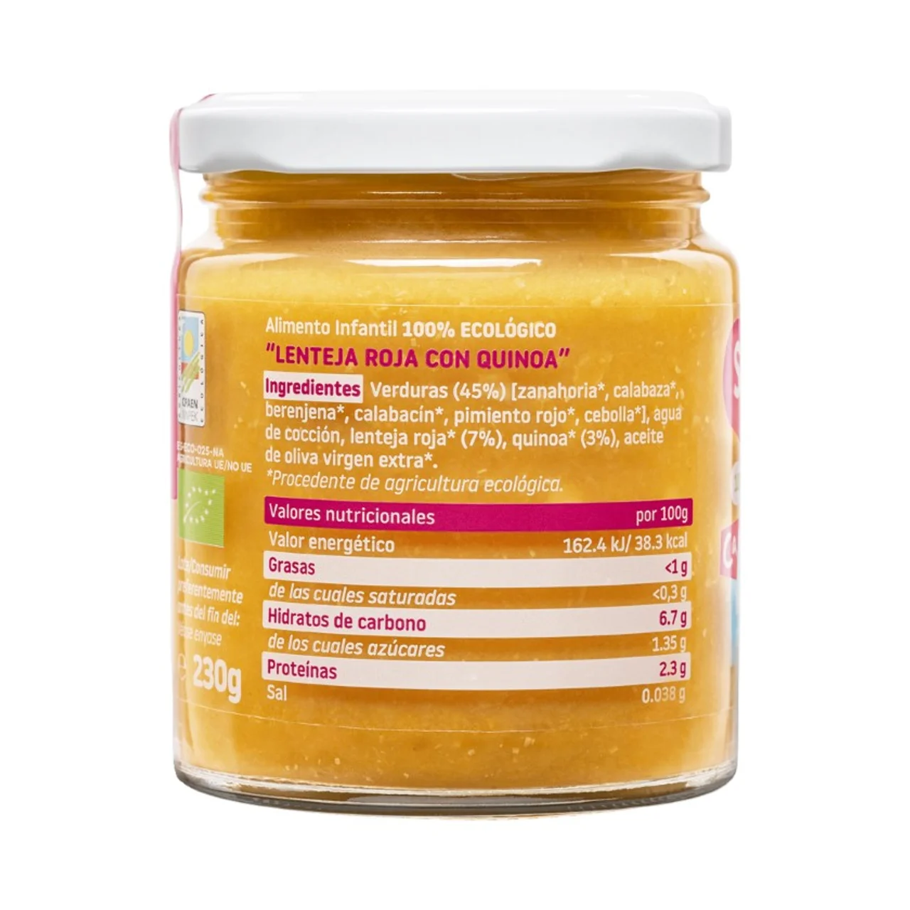 Tarrito de lenteja roja con quinoa ecológico