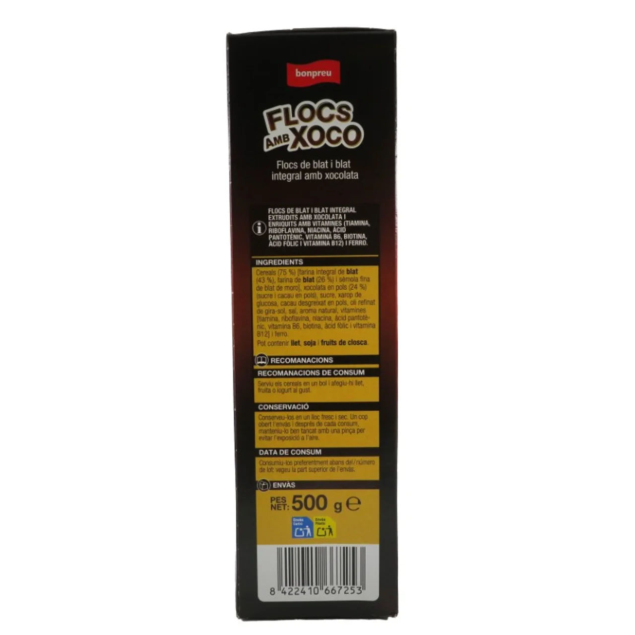 BONPREU Copos de trigo y trigo integral con chocolate