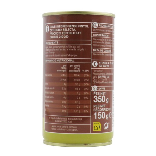BONPREU Olives negres sense pinyol