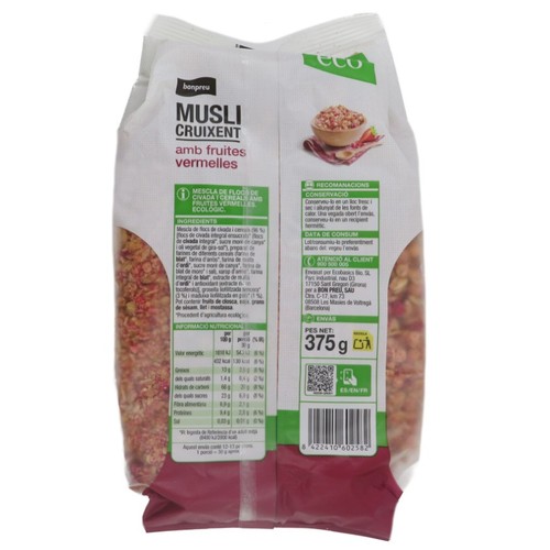 BONPREU Musli cruixent amb fruites vermelles ecològic