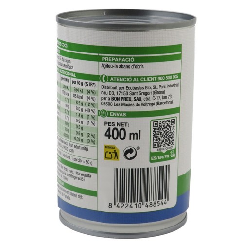 BONPREU Crema de coco ecològica