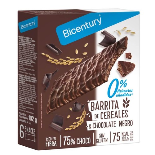 BICENTURY Snacks de xocolata negra i cereals sense gluten