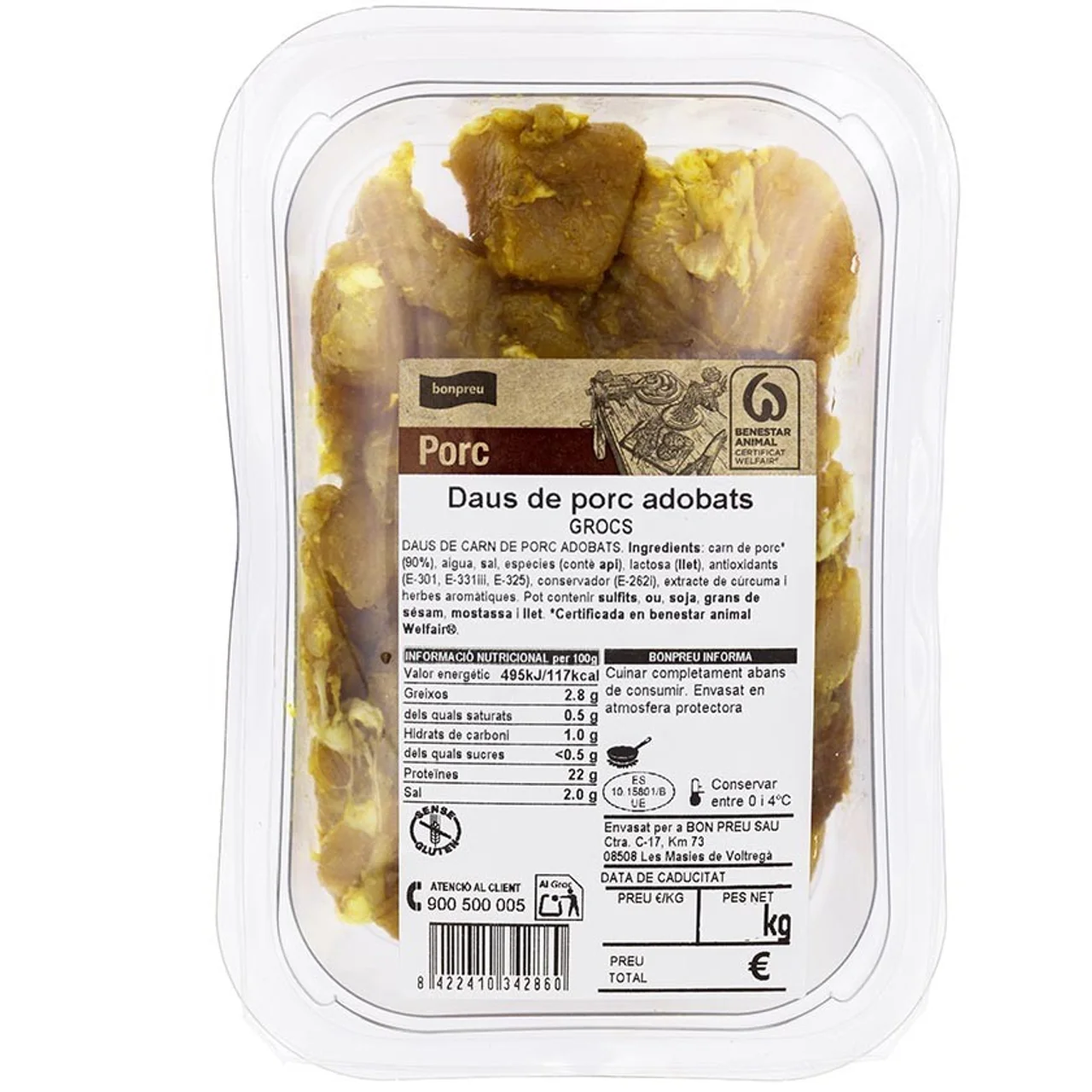 BONPREU Dados de pincho de cerdo amarillo