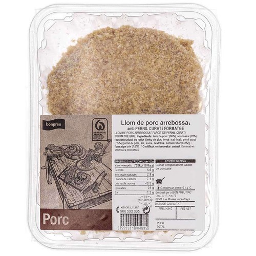 BON PREU Llom de porc arrebossat pernil/formatge