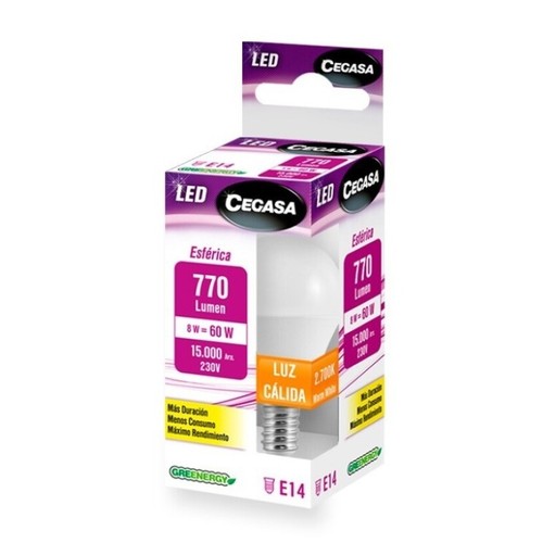 CEGASA Bombeta Led E14 llum càlida 8W-2.700K