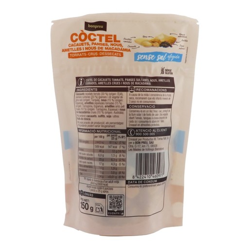 BONPREU Còctel de torrats, crus, dessecats