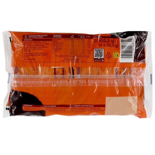 BONPREU Coquetes d'arròs integral amb xocolata negra