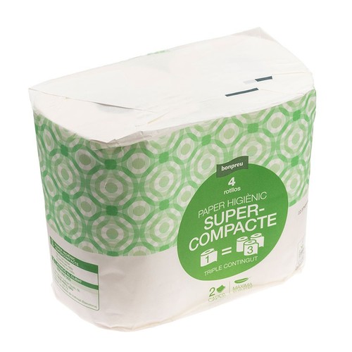 BONPREU Paper higiènic super-compacte 2 capes 4 un.