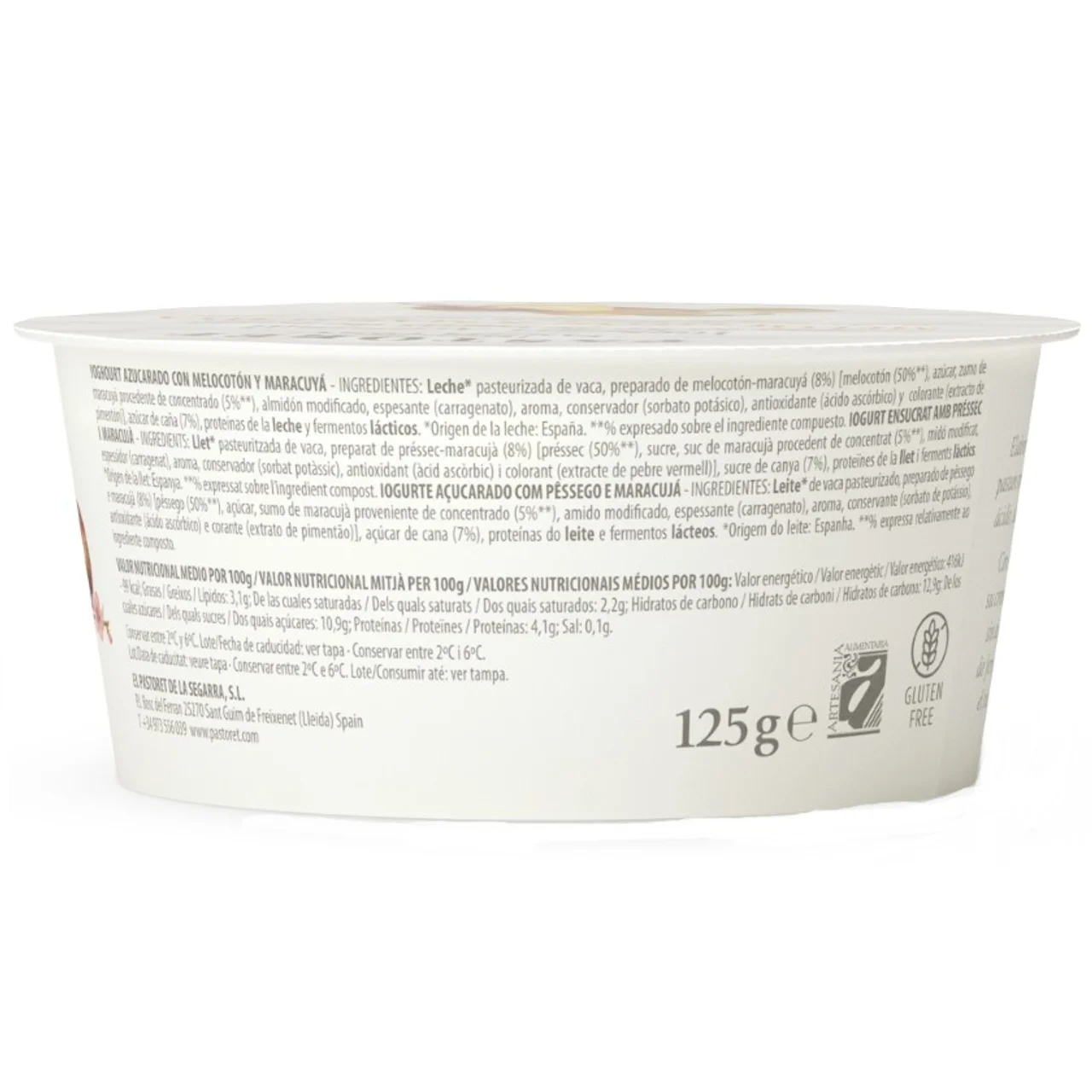 Yogur artesanal con melocotón y maracuyá