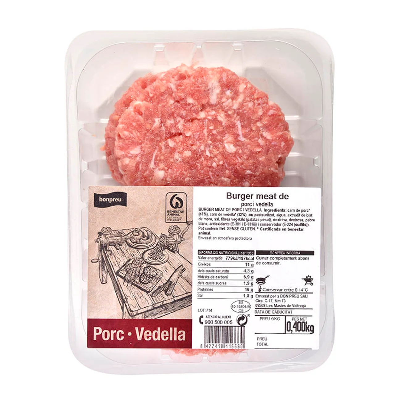 BONPREU Burger de cerdo y ternera