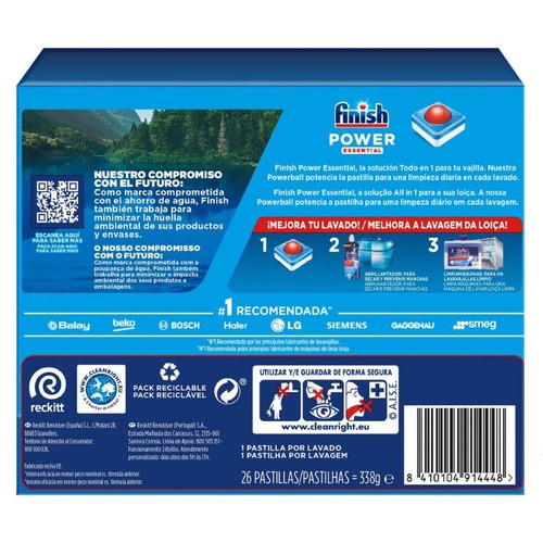 FINISH POWER Rentavaixella llimona Essential de 26 dosis