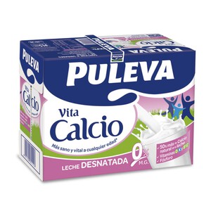 PULEVA VITA CALCIO Leche desnatada con calcio 6x1L en cartón 6L