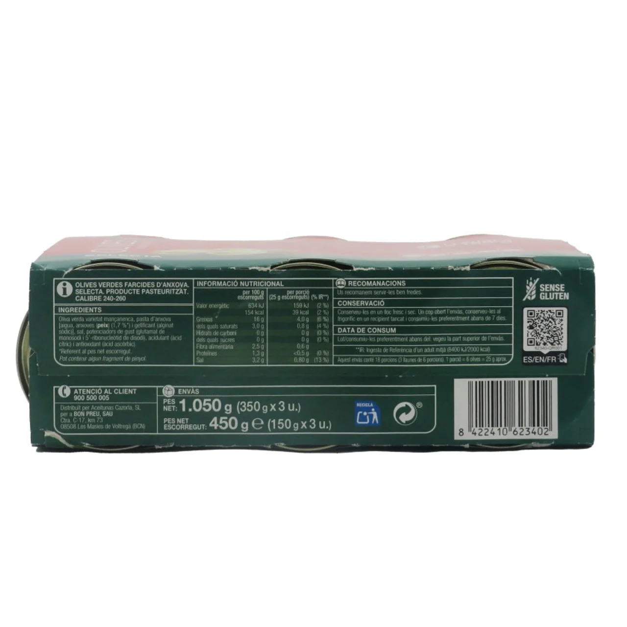 BONPREU Aceitunas rellenas de anchoa