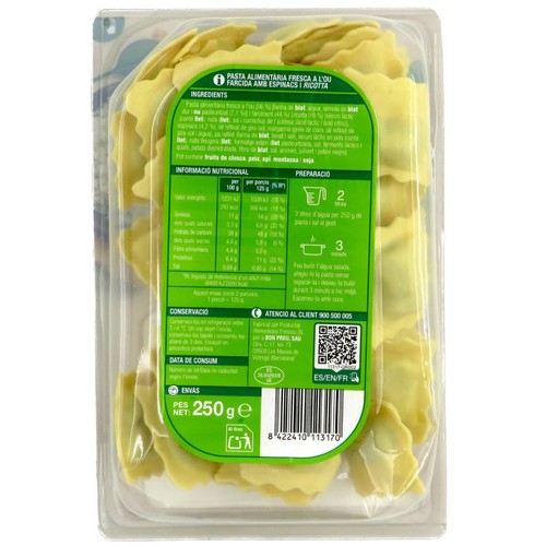 BONPREU Raviolis farcits d'espinacs i ricotta