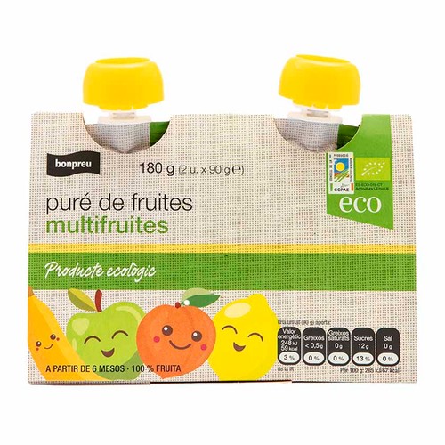 BONPREU Puré de fruites multifruites ecològic