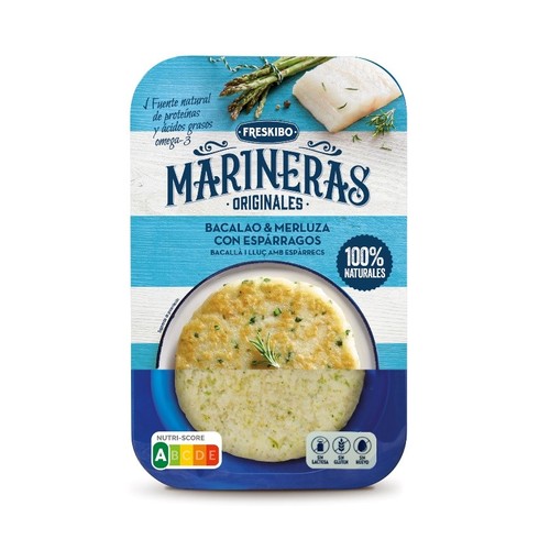 MARINERAS FRESKIBO Hamburgueses bacallà, lluç i espàrrecs