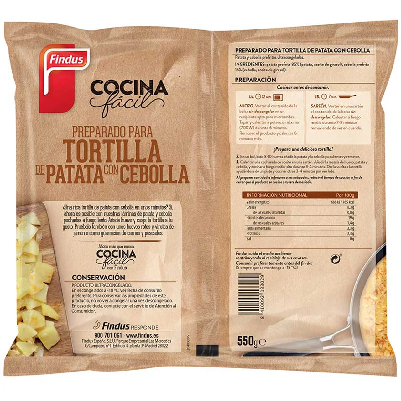 Preparado para tortilla de patata con cebolla