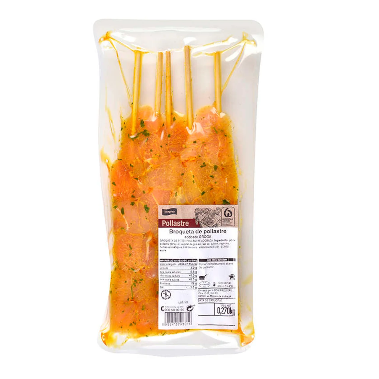 BONPREU Pincho de pollo adobado amarillo