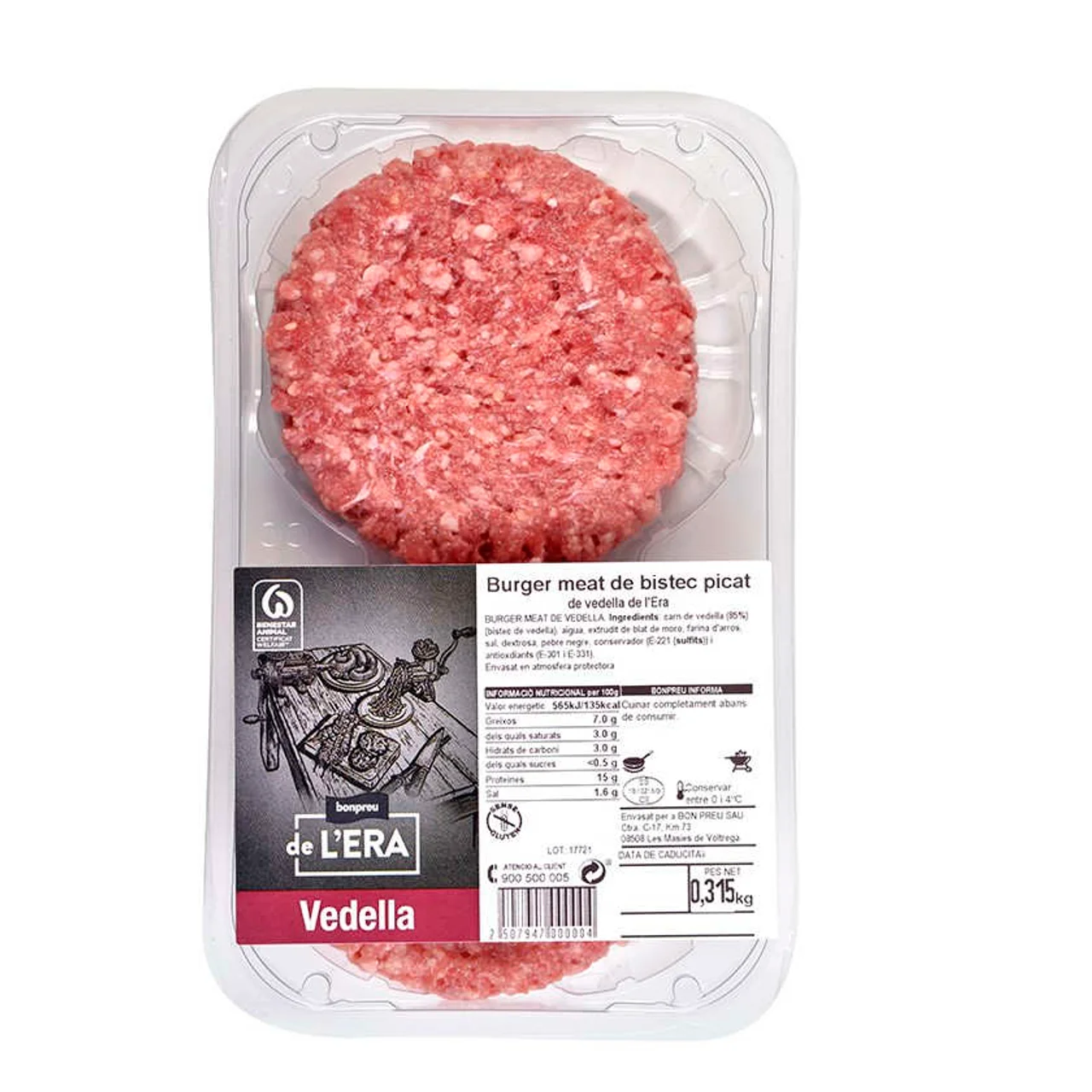 BONPREU DE L'ERA Burger meat de bistec picado