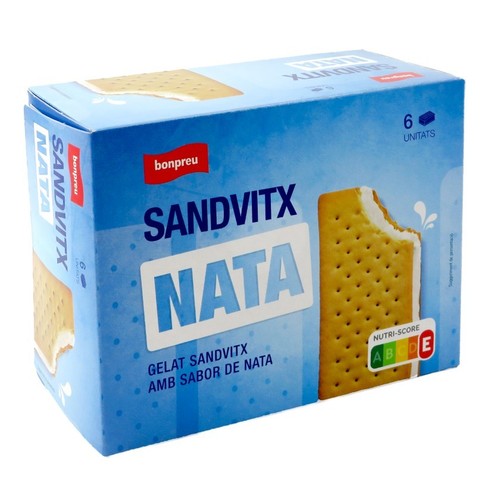 BONPREU Gelat sandvitx sabor de nata