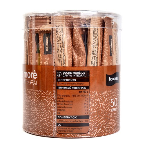 BONPREU Sucre morè de canya integral 50 sobres