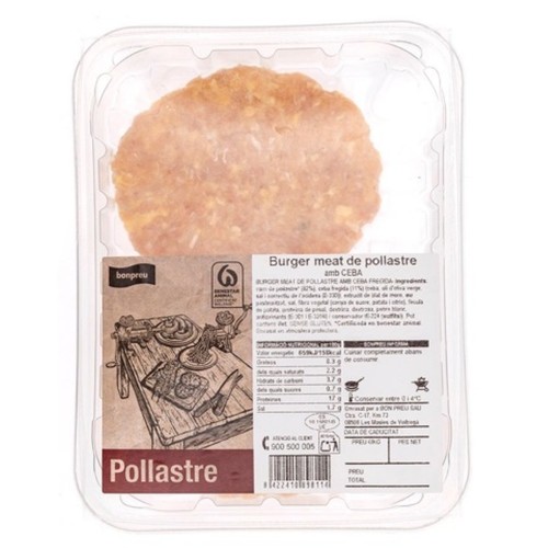  Burger meat de pollastre i ceba fregida