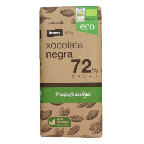 BONPREU Xocolata ecològica negra 72%