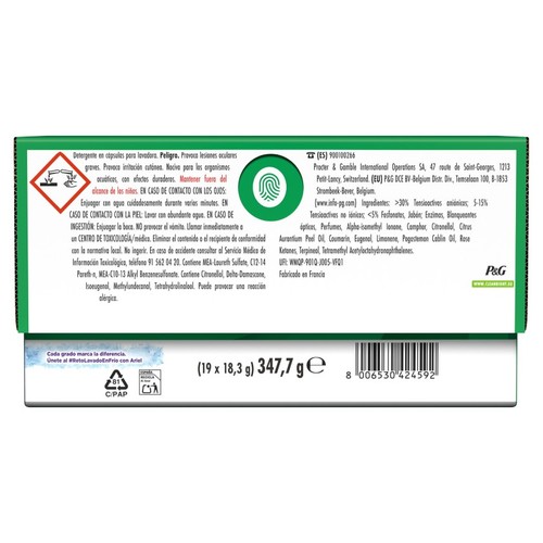ARIEL Detergent en càpsules Total de 18 dosis