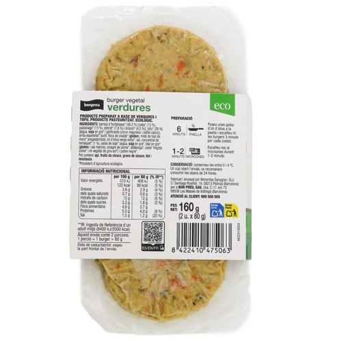 BONPREU Burger vegetal de verdures ecològica