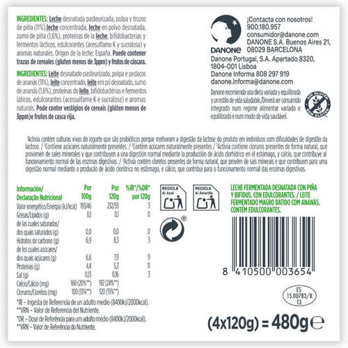 ACTIVIA Iogurt amb pinya 0%