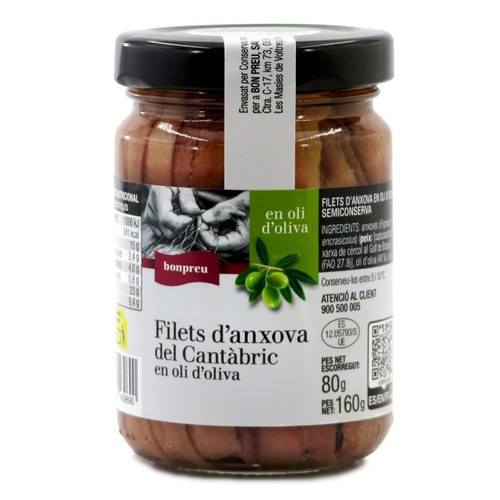 BONPREU Filets d'anxova del Cantàbric en oli d'oliva