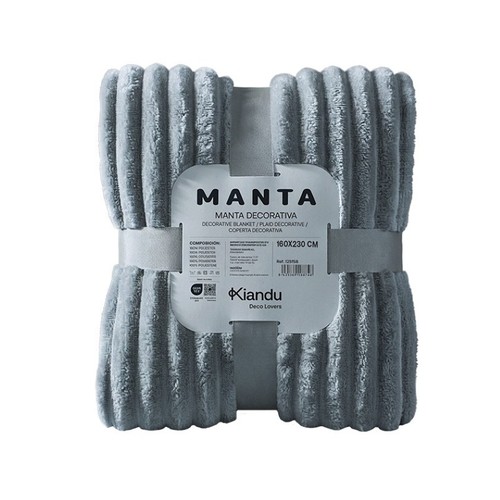 KIANDU Manta franela ratlles blau 160x230