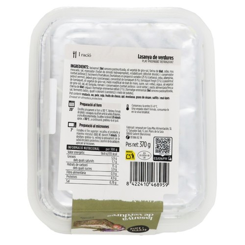 TERRA I TAST Lasanya de verdures