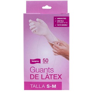 BONPREU Guantes de látex talla S-M