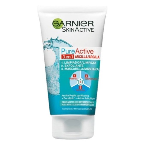 GARNIER Gel netejador facial Pure Active 3 en 1