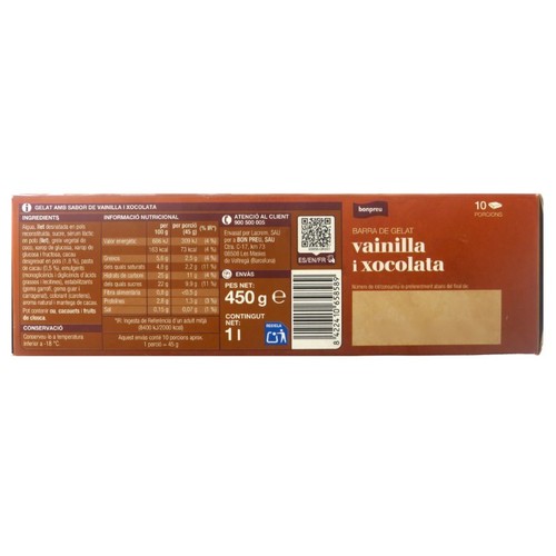 BONPREU Gelat amb sabor de vainilla i xocolata