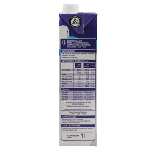 BONPREU Llet sencera UHT sense lactosa
