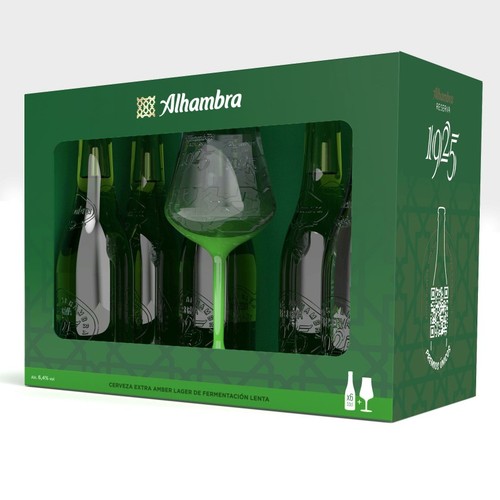ALHAMBRA Cervesa extra Reserva 1925 amb copa 6x33 cl en ampolla