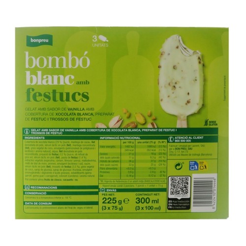BONPREU Gelat bombó blanc amb festucs