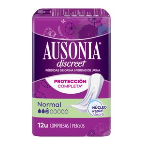 AUSONIA DISCREET Compresa normal para incontinencia 12 por envase