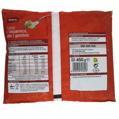 BONPREU Saltat d'espàrrecs, alls i gambes