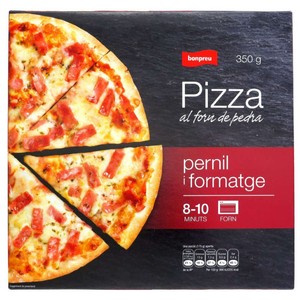 BONPREU Pizza al horno de piedra de jamón y queso